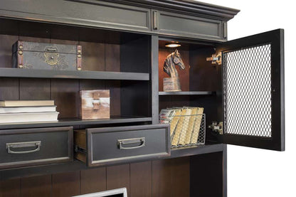 Martin Furniture - Hartford Wood Credenza and Hutch with Wire Mesh Doors, Black - IMHF689_682 veiw 3