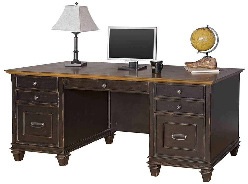 Martin Furniture - Hartford Wood Double Pedestal Desk, Black - IMHF680 view 1