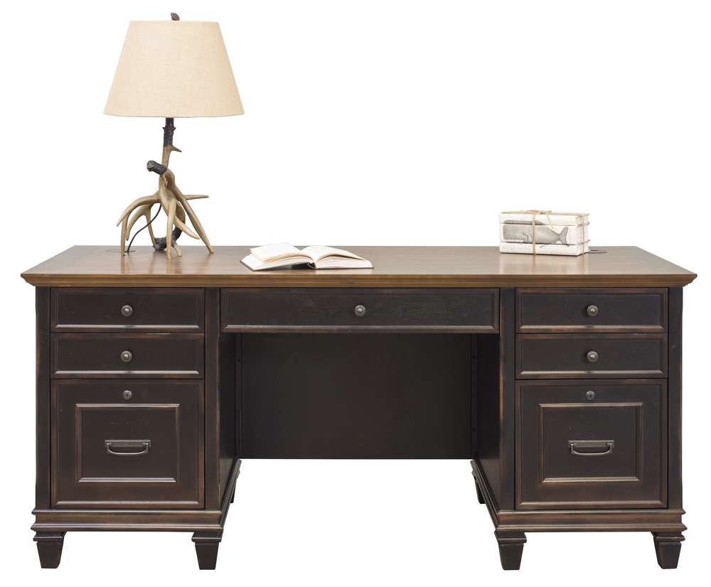 Martin Furniture - Hartford Wood Double Pedestal Desk, Black - IMHF680 view 7