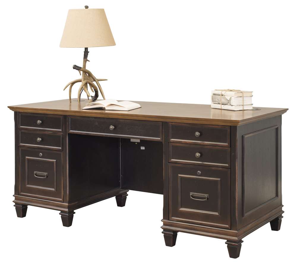 Martin Furniture - Hartford Wood Double Pedestal Desk, Black - IMHF680 view 8