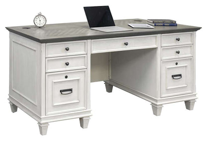 Martin Furniture - Hartford Wood Double Pedestal Desk, Antique White - IMHF680W veiw 1