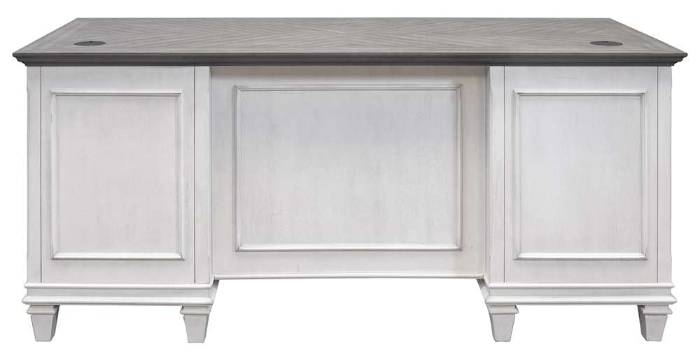 Martin Furniture - Hartford Wood Double Pedestal Desk, Antique White - IMHF680W veiw 3