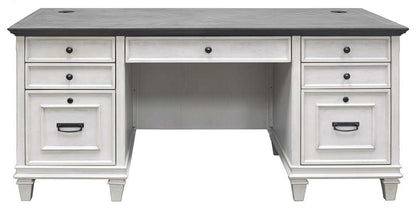 Martin Furniture - Hartford Wood Double Pedestal Desk, Antique White - IMHF680W veiw 4