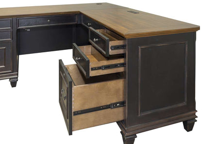 Martin Furniture - Hartford Wood L-Desk and Return, Black - IMHF684R-Kit view 4