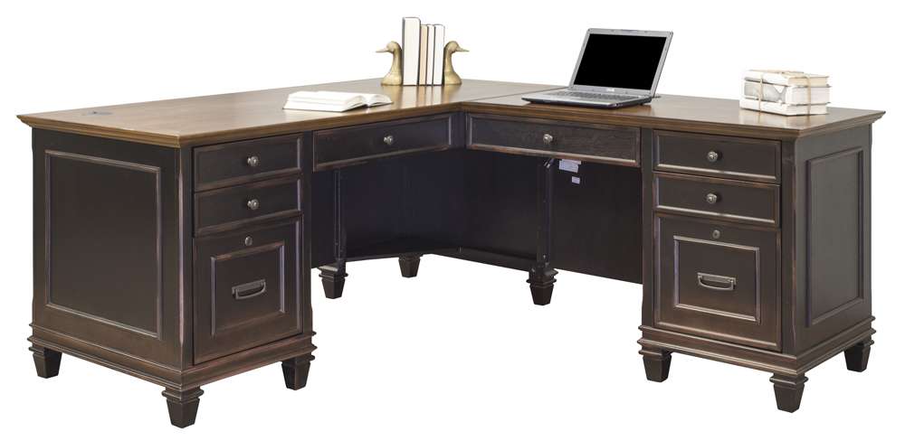 Martin Furniture - Hartford Wood L-Desk and Return, Black - IMHF684R-Kit view 6
