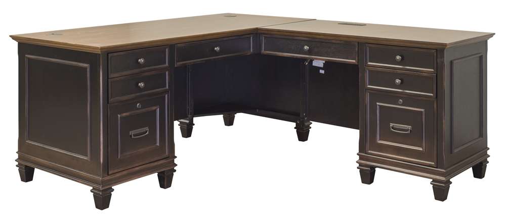 Martin Furniture - Hartford Wood L-Desk and Return, Black - IMHF684R-Kit veiw 1