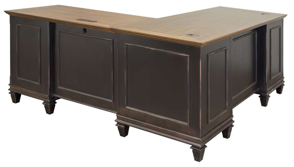 Martin Furniture - Hartford Wood L-Desk and Return, Black - IMHF684R-Kit veiw 5