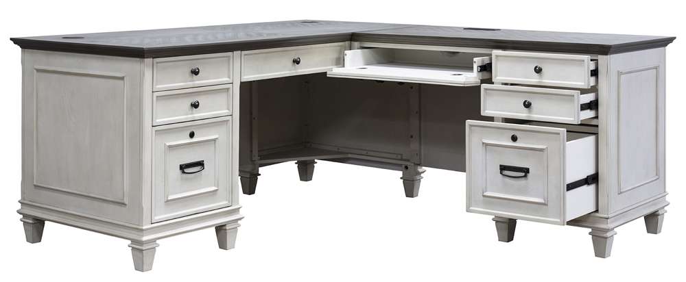 Martin Furniture - Hartford Wood L-Desk and Return, Antique White - IMHF684RW-Kit view 1