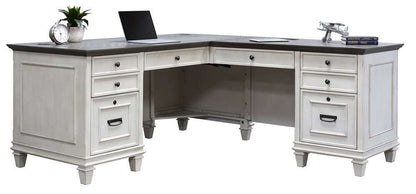 Martin Furniture - Hartford Wood L-Desk and Return, Antique White - IMHF684RW-Kit view 2