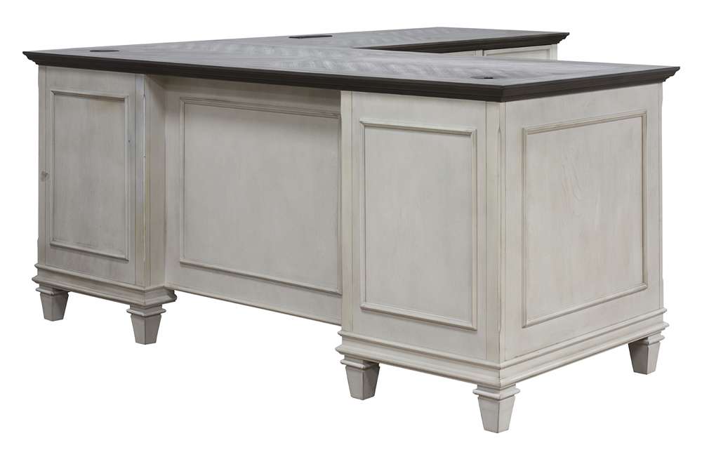 Martin Furniture - Hartford Wood L-Desk and Return, Antique White - IMHF684RW-Kit view 4