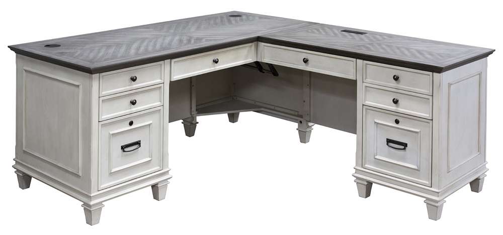 Martin Furniture - Hartford Wood L-Desk and Return, Antique White - IMHF684RW-Kit view 5