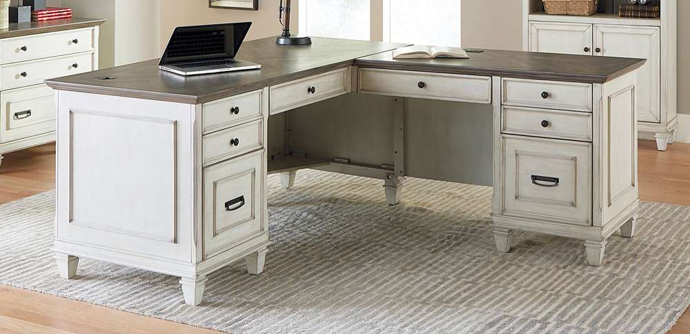 Martin Furniture - Hartford Wood L-Desk and Return, Antique White - IMHF684RW-Kit view 7