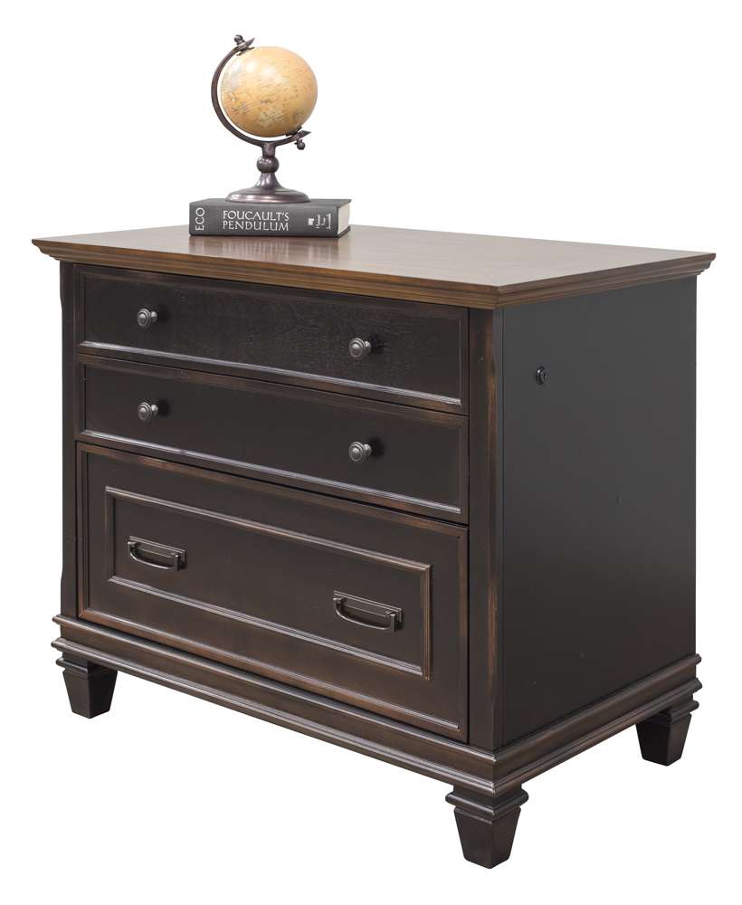 Martin Furniture - Hartford Wood Lateral File With Locking Legal/Letter File Drawer, Black - IMHF450 veiw 3