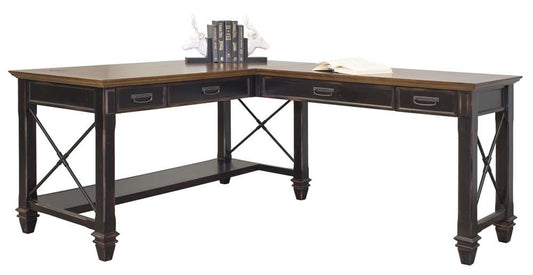 Martin Furniture - Hartford Wood Open L-Desk and Return, Black - IMHF386R-Kit veiw 1