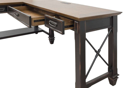 Martin Furniture - Hartford Wood Open L-Desk and Return, Black - IMHF386R-Kit veiw 3