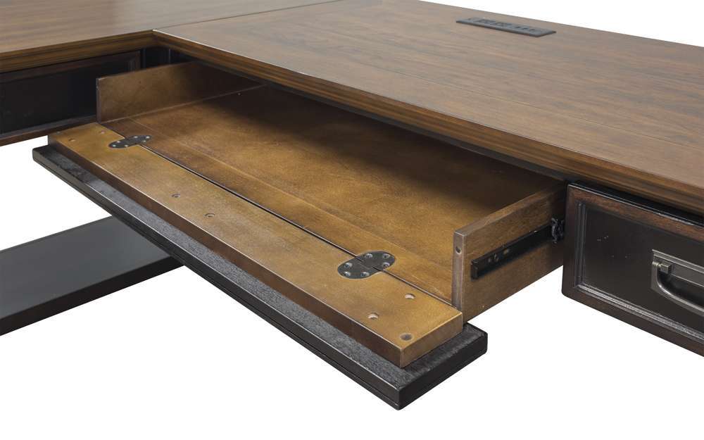 Martin Furniture - Hartford Wood Open L-Desk and Return, Black - IMHF386R-Kit veiw 5