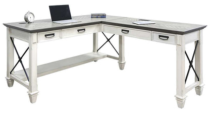 Martin Furniture - Hartford Wood Open L-Desk and Return, White - IMHF386RW-Kit view 1