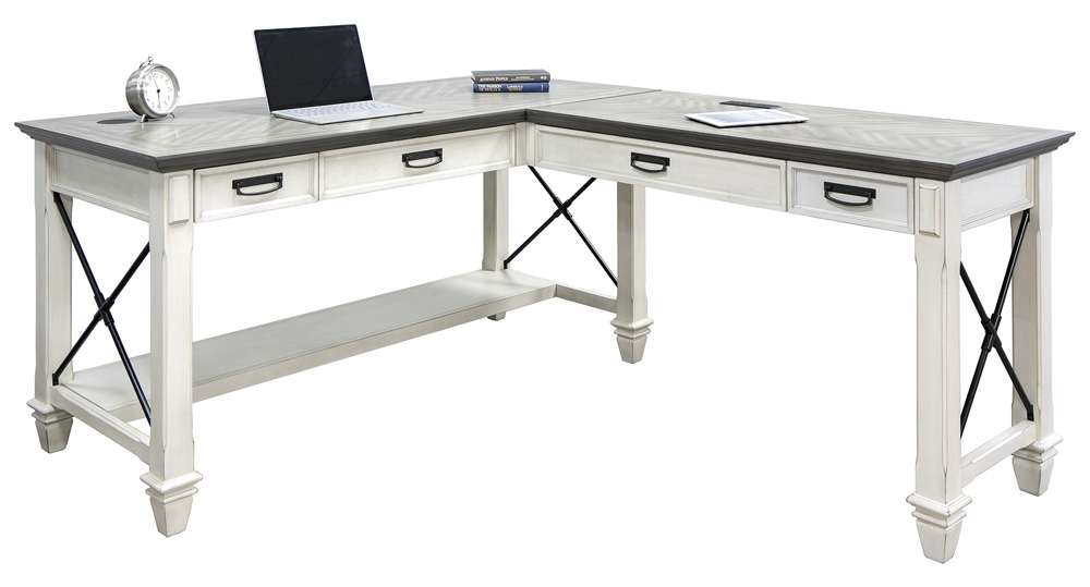 Martin Furniture - Hartford Wood Open L-Desk and Return, White - IMHF386RW-Kit veiw 1