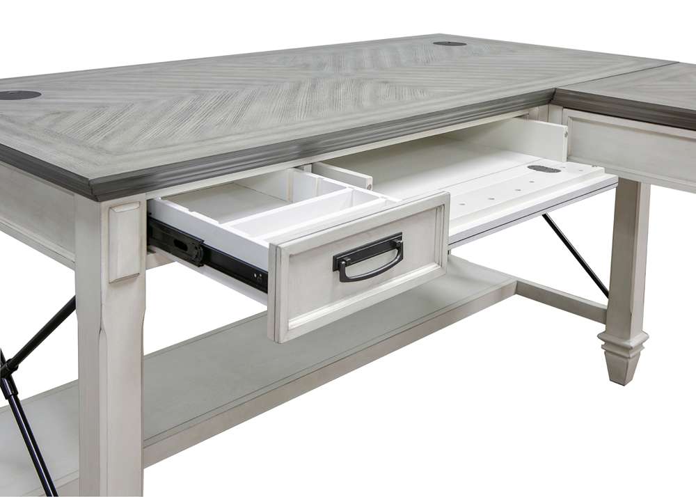 Martin Furniture - Hartford Wood Open L-Desk and Return, White - IMHF386RW-Kit veiw 2