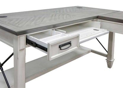 Martin Furniture - Hartford Wood Open L-Desk and Return, White - IMHF386RW-Kit veiw 2