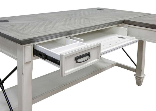 Martin Furniture - Hartford Wood Open L-Desk and Return, White - IMHF386RW-Kit veiw 2