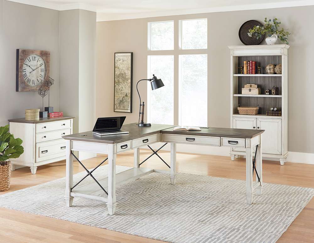 Martin Furniture - Hartford Wood Open L-Desk and Return, White - IMHF386RW-Kit veiw 3