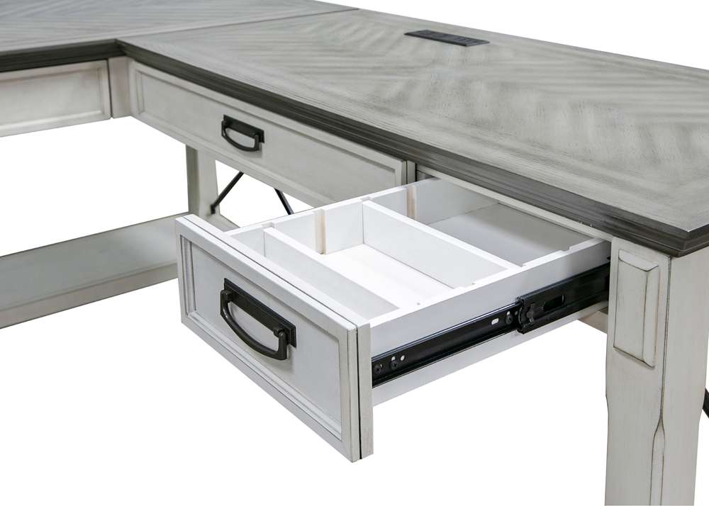 Martin Furniture - Hartford Wood Open L-Desk and Return, White - IMHF386RW-Kit veiw 4