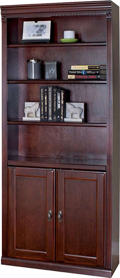 Martin Furniture - Huntington Club Wood Bookcase With Doors, Cherry - IMHCR3072DD veiw 7