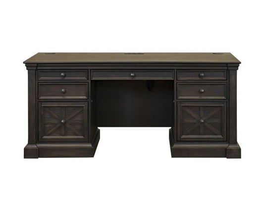 Martin Furniture - Kingston - Traditional Credenza, Wood Office Desk, Writing Table, Storage Desk, Dark Brown - IMKN689 veiw 1