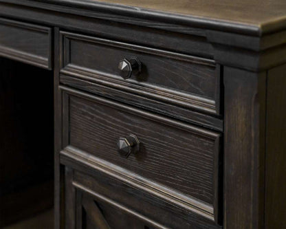 Martin Furniture - Kingston - Traditional Credenza, Wood Office Desk, Writing Table, Storage Desk, Dark Brown - IMKN689 veiw 4