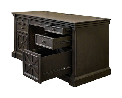 Martin Furniture - Kingston - Traditional Credenza, Wood Office Desk, Writing Table, Storage Desk, Dark Brown - IMKN689 veiw 6