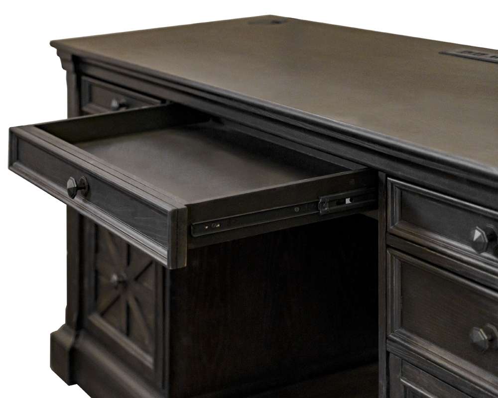 Martin Furniture - Kingston - Traditional Credenza, Wood Office Desk, Writing Table, Storage Desk, Dark Brown - IMKN689 veiw 7
