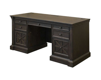 Martin Furniture - Kingston - Traditional Credenza, Wood Office Desk, Writing Table, Storage Desk, Dark Brown - IMKN689 veiw 8