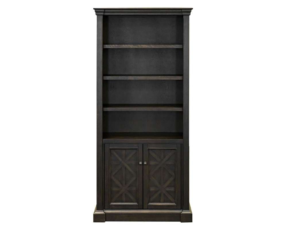 Martin Furniture - Kingston - Traditional Wood Bookcase With Doors, Office Shelving, Storage Cabinet, Fully Assembled, Dark Brown - IMKN3678D view 1