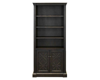 Martin Furniture - Kingston - Traditional Wood Bookcase With Doors, Office Shelving, Storage Cabinet, Fully Assembled, Dark Brown - IMKN3678D view 1