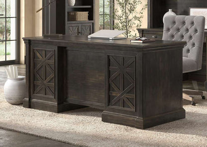 Martin Furniture - Kingston - Traditional Wood Double Pedestal Executive Desk, Writing Table, Office Desk, Fully Assembled, Dark Brown - IMKN680 veiw 1