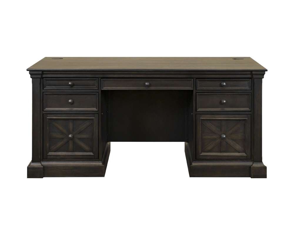 Martin Furniture - Kingston - Traditional Wood Double Pedestal Executive Desk, Writing Table, Office Desk, Fully Assembled, Dark Brown - IMKN680 veiw 2