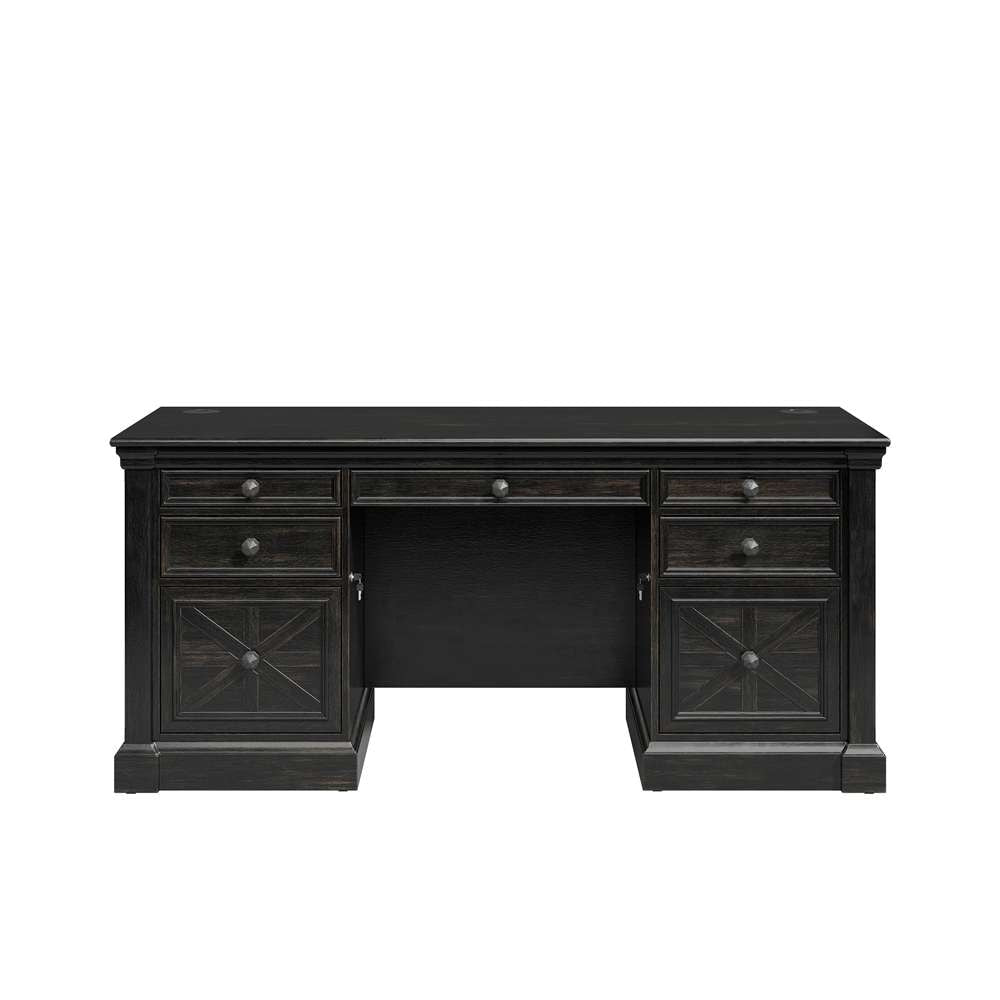 Martin Furniture - Kingston - Traditional Wood Double Pedestal Executive Desk, Writing Table, Office Desk, Fully Assembled, Dark Brown - IMKN680 veiw 3