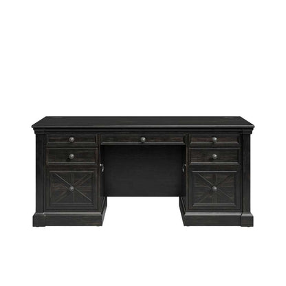 Martin Furniture - Kingston - Traditional Wood Double Pedestal Executive Desk, Writing Table, Office Desk, Fully Assembled, Dark Brown - IMKN680 veiw 3