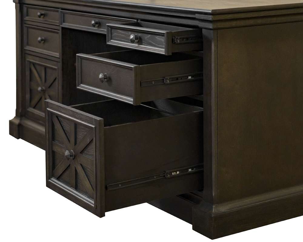 Martin Furniture - Kingston - Traditional Wood Double Pedestal Executive Desk, Writing Table, Office Desk, Fully Assembled, Dark Brown - IMKN680 veiw 10
