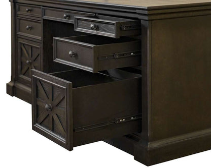 Martin Furniture - Kingston - Traditional Wood Double Pedestal Executive Desk, Writing Table, Office Desk, Fully Assembled, Dark Brown - IMKN680 veiw 10