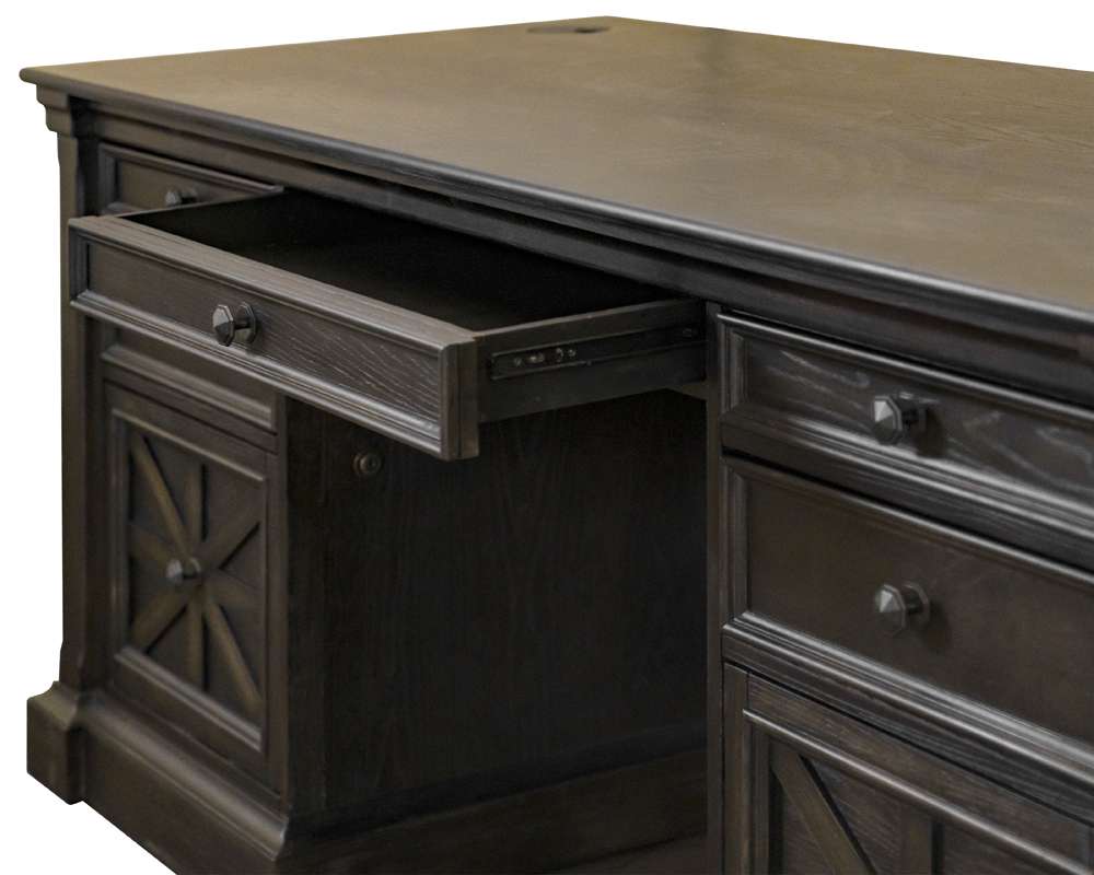 Martin Furniture - Kingston - Traditional Wood Double Pedestal Executive Desk, Writing Table, Office Desk, Fully Assembled, Dark Brown - IMKN680 veiw 11
