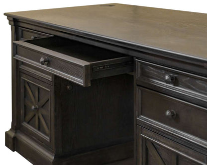 Martin Furniture - Kingston - Traditional Wood Double Pedestal Executive Desk, Writing Table, Office Desk, Fully Assembled, Dark Brown - IMKN680 veiw 11