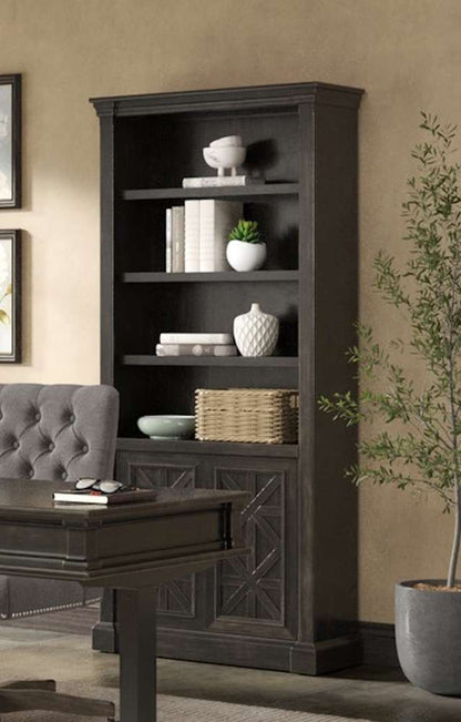 Martin Furniture - Kingston - Traditional Wood Bookcase With Doors, Office Shelving, Storage Cabinet, Fully Assembled, Dark Brown - IMKN3678D veiw 7