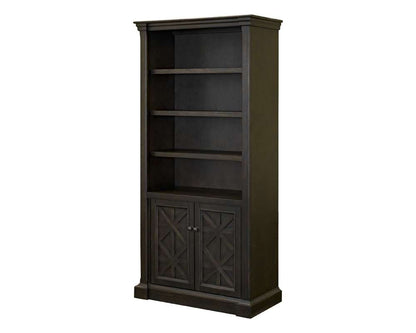 Martin Furniture - Kingston - Traditional Wood Bookcase With Doors, Office Shelving, Storage Cabinet, Fully Assembled, Dark Brown - IMKN3678D veiw 8