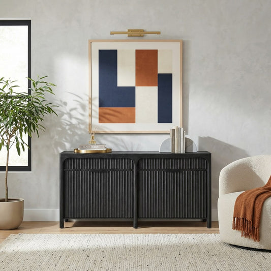 Martin Furniture - Knox - 70" TV Console, Entertainment Stand, Wood Accent Cabinet, Fully Assembled,  Ebony Black - IMKX370B view 1
