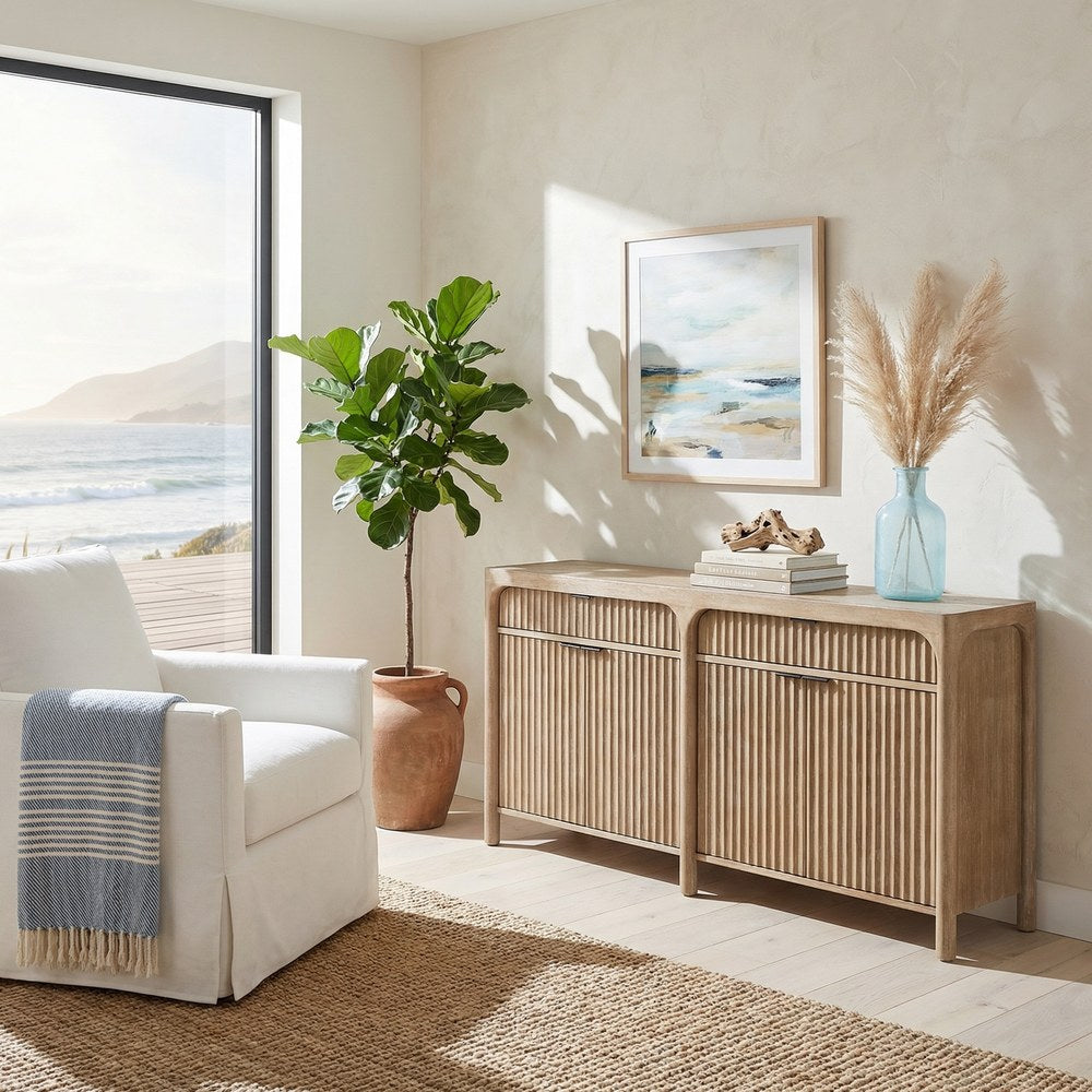 Martin Furniture - Knox - 70" TV Console, Entertainment Stand, Wood Accent Cabinet, Fully Assembled, Natural Sand - IMKX370S view 1