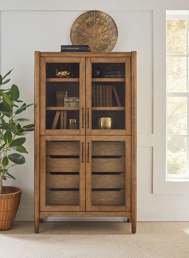Martin Furniture - Lachlan - Modern Wood Display Cabinet, Dining Storage, Bookcase, Fully Assembled, Brown - IMLN4072 veiw 3