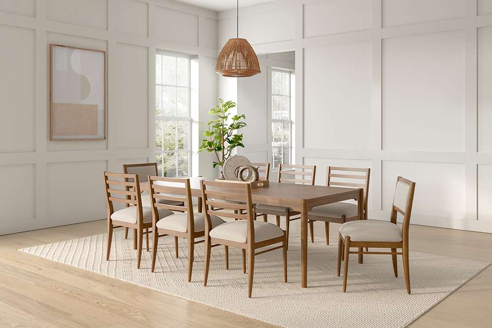 Martin Furniture - Lachlan - Modern Wood Rectangular Kitchen Dining Table with Eight Chairs, Brown - IMLN7240KIT9 veiw 1