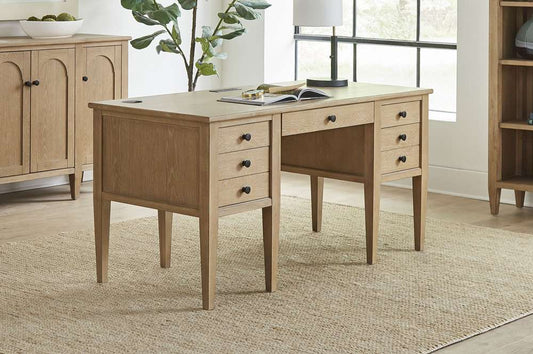 Martin Furniture - Laurel - Modern Wood Half Pedestal Desk, Wood Office Desk, Writing Table, Storage Desk, Fully Assembled, Light Brown - IMLR660 veiw 1